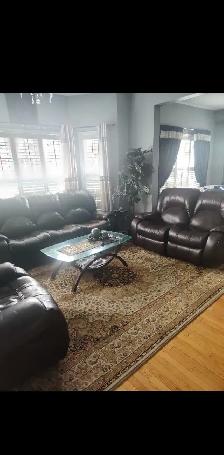 Faux Leather Sofa Set with Glass Coffee Table BRAMPTON ONTARIO - Photo 5