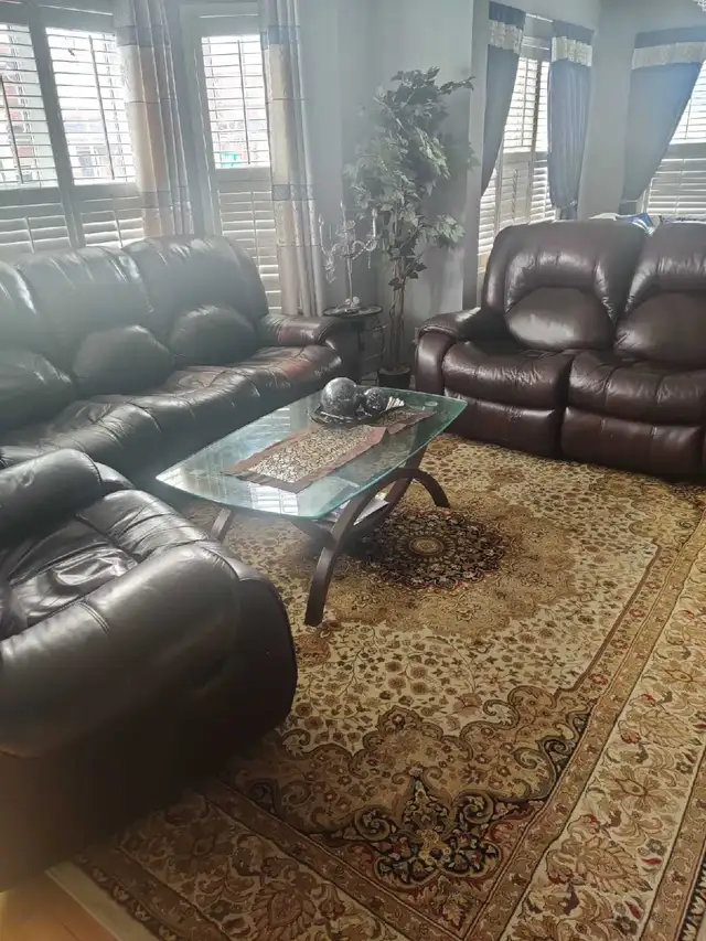 Faux Leather Sofa Set with Glass Coffee Table BRAMPTON ONTARIO - Photo 6