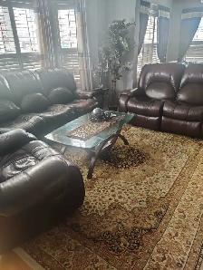 Faux Leather Sofa Set with Glass Coffee Table BRAMPTON ONTARIO - Photo 6