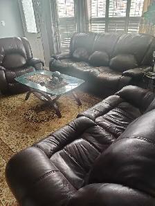 Faux Leather Sofa Set with Glass Coffee Table BRAMPTON ONTARIO - Photo 8
