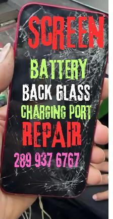 iPhone Screen, Battery, Back Glass, Charging Port Repair