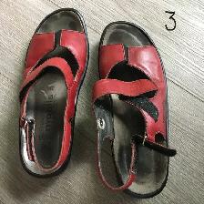 Sandale cuir rouge, MEPHISTO, grandeur 39,