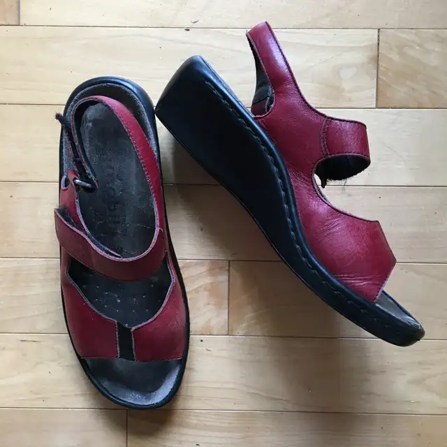 Sandale cuir rouge, MEPHISTO, grandeur 39, - Photo 2