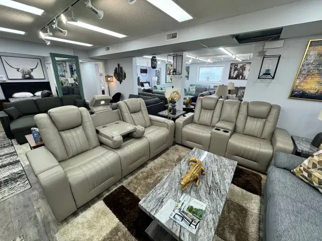 New Smart Power Recliner Set In Leathaire Upholstery Clearance - Photo 2