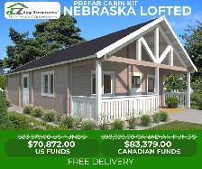 960 sq ft 2-Bedroom Lofted Pre-Fab Cabin Kit | FREE SHIPPING