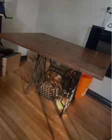Farmstyle Table on Singer Sewing Machine Base