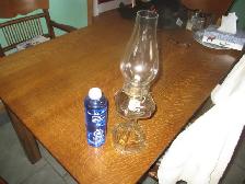16'TALL ANTIQUE PEDESTAL OIL LAMP NEW WICK AND COMES WITH OIL