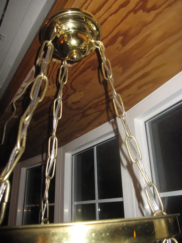 1940s 3 LIGHT BRASS PAN CEILING FIXTURE NEW SOCKETS & REWIRED - Photo 4