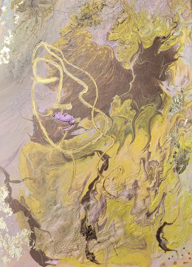 Earthen Gaze abstract acylic painting - Photo 2