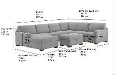 Grey fabric sectional with chaise and storage ottoman - Photo 6