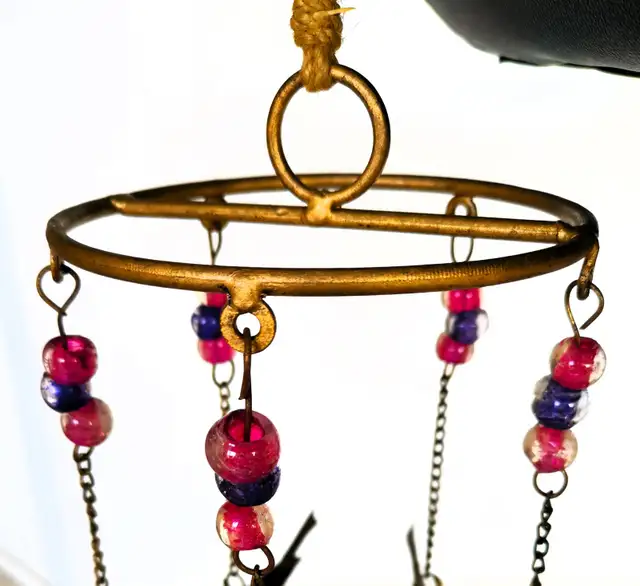 Colorful Glass Balls Copper Birds Wind Chime - Photo 3