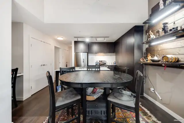 Dark Wood Counter Height Dining Table Set with 6 Chairs