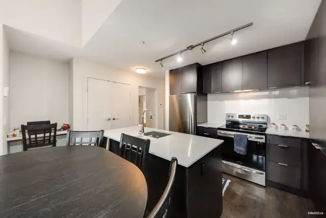 Dark Wood Counter Height Dining Table Set with 6 Chairs - Photo 3