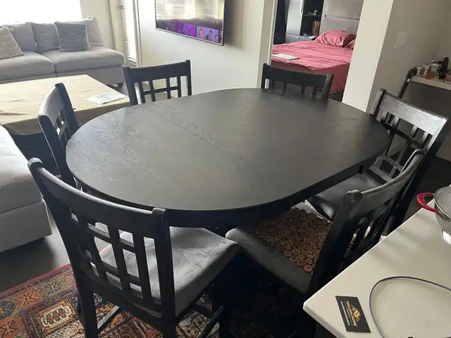 Dark Wood Counter Height Dining Table Set with 6 Chairs - Photo 4