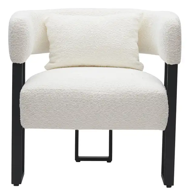 SCARLET ACCENT CHAIR IN IVORY BOUCLE AND BLACK. - Photo 4