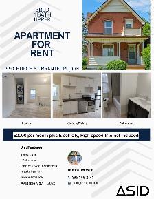 3 BEDROOM 1 BATH UNIT FOR RENT — BRANTFORD, ON