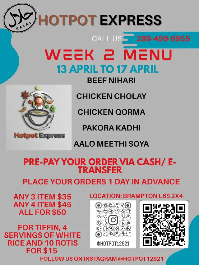 Weekly Menu by Hotpot Express