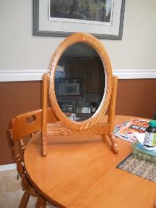 UNIQUE SOLID OAK DRESSING TABLE MIRROR
