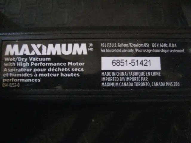 MAXIMUM 45 L,  6.0 Peak HP Portable Wet/Dry Shop Vacuum - Photo 3