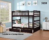 GREAT SELECTION OF DOUBLE/DOUBLE BUNK BEDS WITH STORAGE DRAWERS
