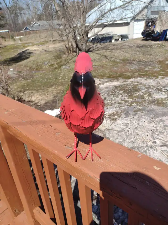 2 metal birds indoor or outdoor Blue Jay and cardinal 11 x 13 - Photo 3