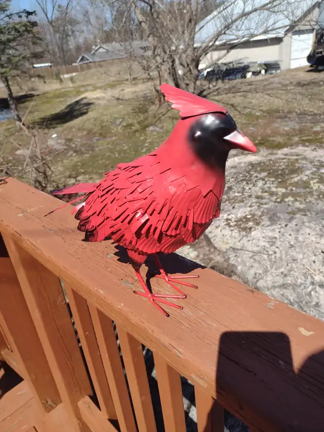 2 metal birds indoor or outdoor Blue Jay and cardinal 11 x 13 - Photo 4