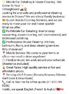 Mobile Car Detailing & House Cleaning -Ottawa