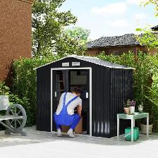 7'x 4'x 6' Garden Tool Shed Metal Storage Shed w/ Foundation Kit