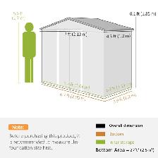 7'x 4'x 6' Garden Tool Shed Metal Storage Shed w/ Foundation Kit - Photo 3