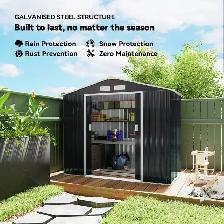 7'x 4'x 6' Garden Tool Shed Metal Storage Shed w/ Foundation Kit - Photo 4