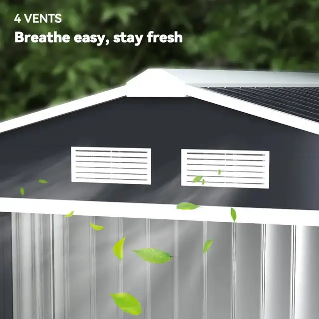 7'x 4'x 6' Garden Tool Shed Metal Storage Shed w/ Foundation Kit - Photo 9