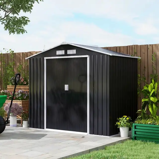 7'x 4'x 6' Garden Tool Shed Metal Storage Shed w/ Foundation Kit - Photo 10
