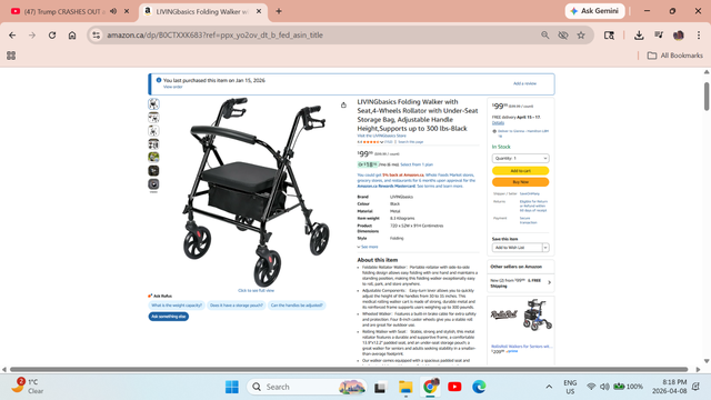 Folding Walker for seniors, GREAT DEAL, new 2 weeks ago - Photo 3