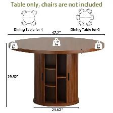 47’ Wooden Round Dining Table w/ Wood Strip Base & 2-Layer Stor - Photo 2