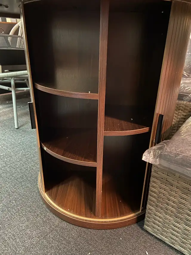 47’ Wooden Round Dining Table w/ Wood Strip Base & 2-Layer Stor - Photo 10