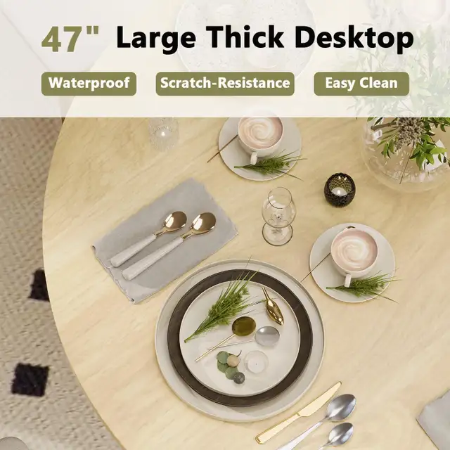 47’ Round Dining With 2-Layer Storage & Wood Strip Base - Photo 6