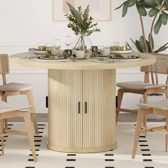 47’ Round Dining With 2-Layer Storage & Wood Strip Base - Photo 7