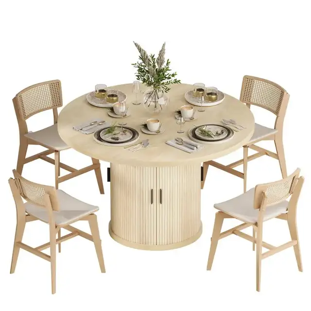 47’ Round Dining With 2-Layer Storage & Wood Strip Base - Photo 8