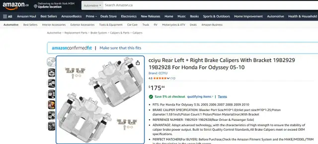 (NEW) Rear Brake Calipers Left   Right Honda Odyssey 2005-2010 - Photo 10