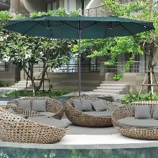 15ft Double-sided Patio Umbrella with Twin Canopy (4 Colors)