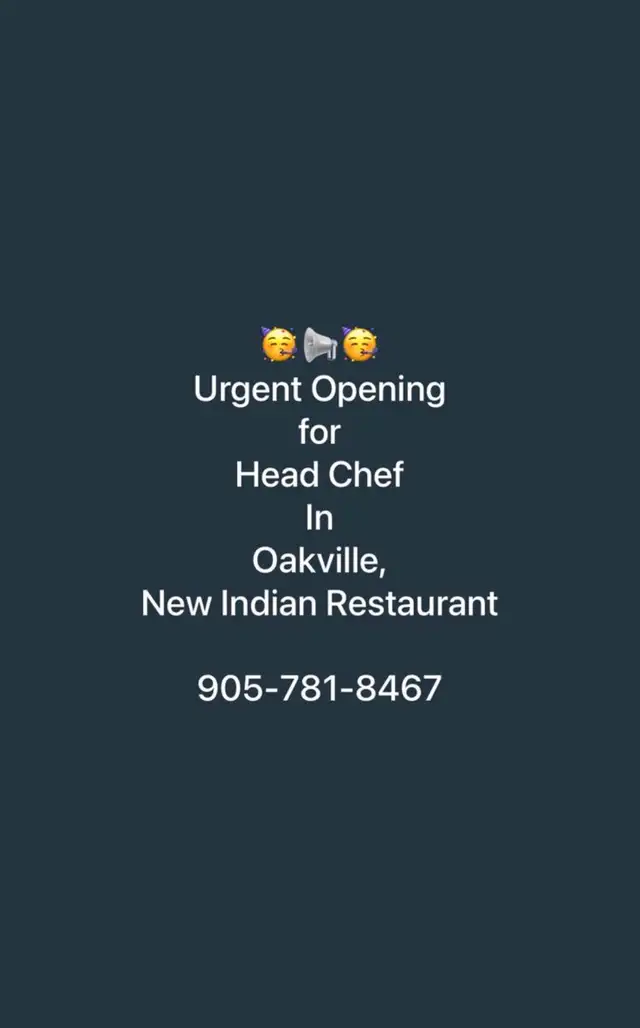 Hiring Head Chef
