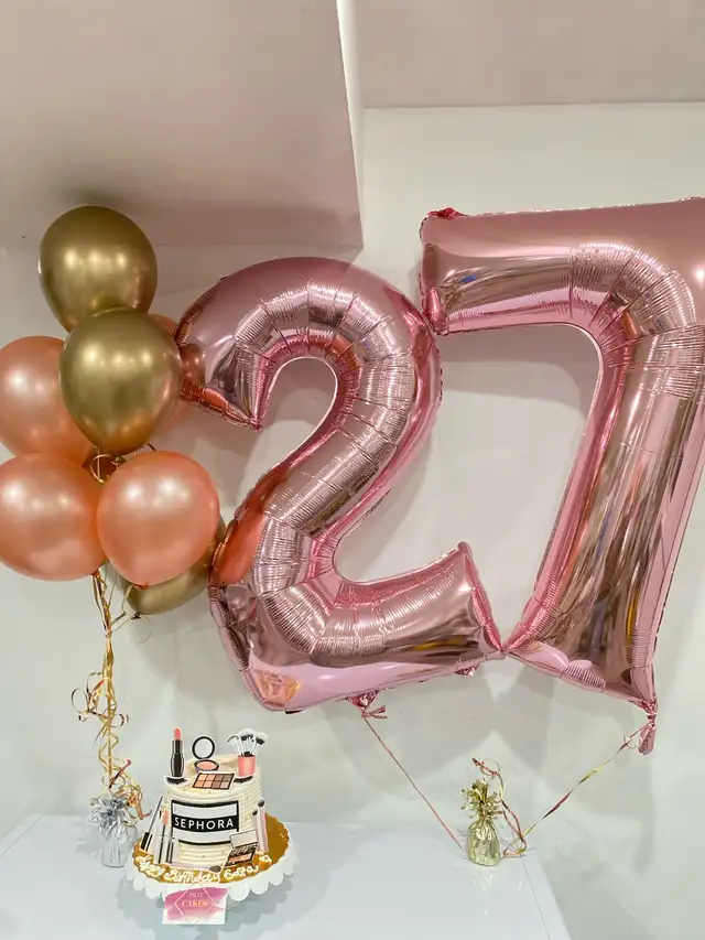 27th Birthday cake, balloons bouquet - Photo 3