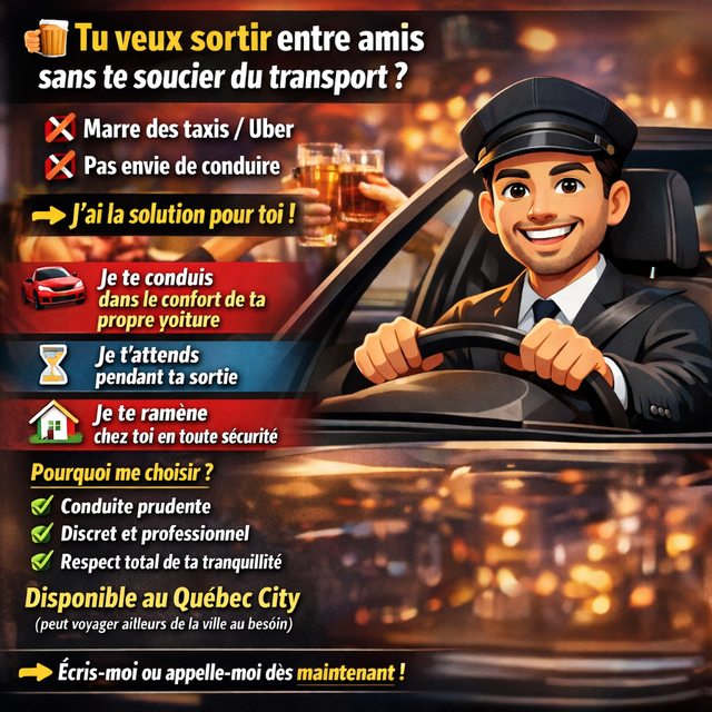 Service de chauffeur privé à Québec City.Déplacement Securitaire