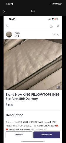 Brand New KING PILLOWTOP Mattresses $499 Platform $99 - Photo 3
