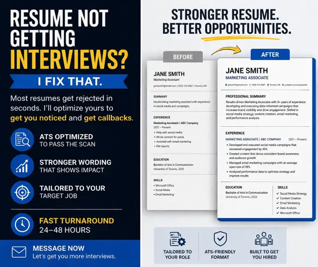 Resume Not Getting Interviews? I Fix That Fast (24–48h)