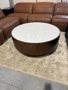 Round stone top coffee table
