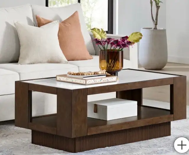 Round stone top coffee table - Photo 4