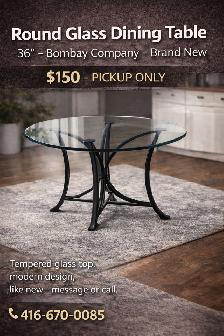 Round Glass Dining Table 36" – Bombay Company – Tempered Glass