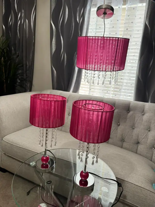 Stylish table lights set of 2 and ceiling lights all 3