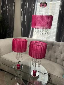 Stylish table lights set of 2 and ceiling lights all 3